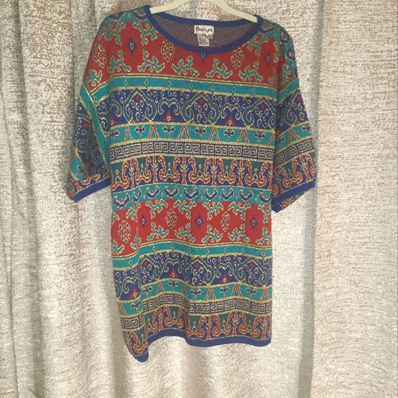 batya Sweaters - Batya Vintage Sweater Red Blue Gold Size L